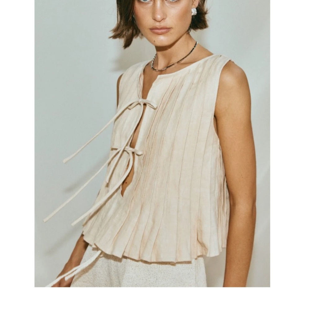 Vrg Grl Valeria Linen Top - Oatmeal